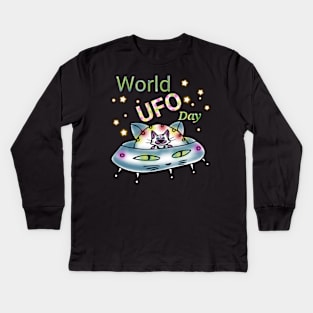 World UFO day Kids Long Sleeve T-Shirt